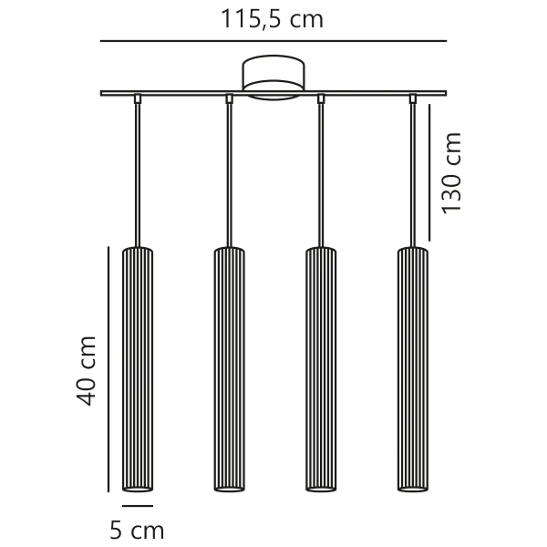 Lampa wisząca nad wyspę Vico 2412143003 metalowa tubki czarne