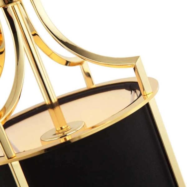 Klasyczna LAMPA wisząca Lunga Gold Nero Orlicki Design abażurowa OPRAWA okrągły ZWIS tuba na łańcuchu czarna złota