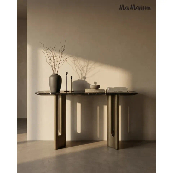 Czarna komoda ESSENZA MM001501100386 złota dekor marmuru 150cm