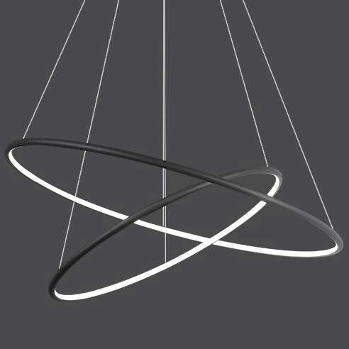 LAMPA wisząca SLIM/000010/3000/B MDECO okrągła OPRAWA metalowy ZWIS LED 53W 3000K pierścienie czarne