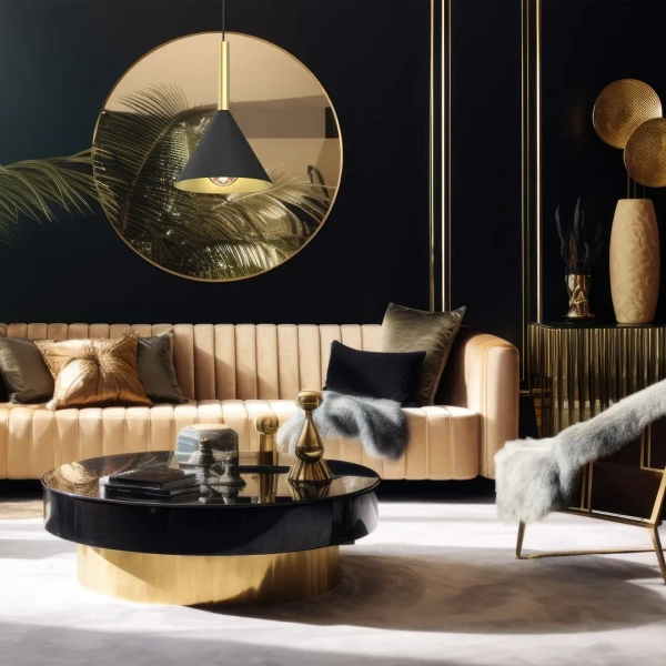 Stożkowa lampa wisząca PERU BLACK MLP0977 metalowa mosiądz czarna