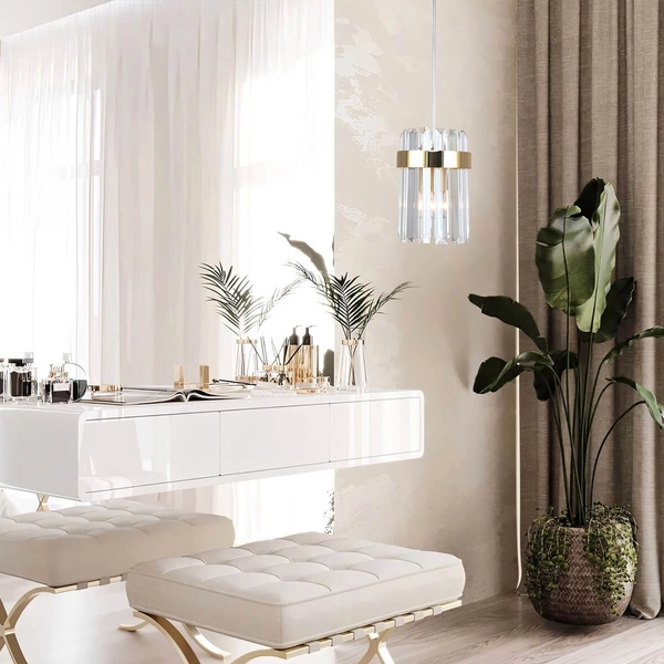 Kryształowa lampa wisząca Vetro LP-2910/1P GD do jadalni złota przezroczysta