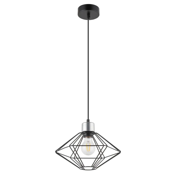 Salonowa lampa wisząca Vario diament czarny srebrny