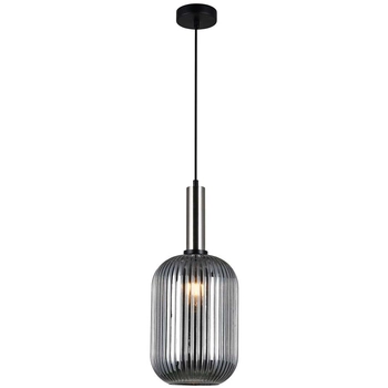 LAMPA wisząca ANTIOLA PND-5588-1L-SC+SG Italux szklana OPRAWA loftowy zwis plisowany nikiel przydymiony