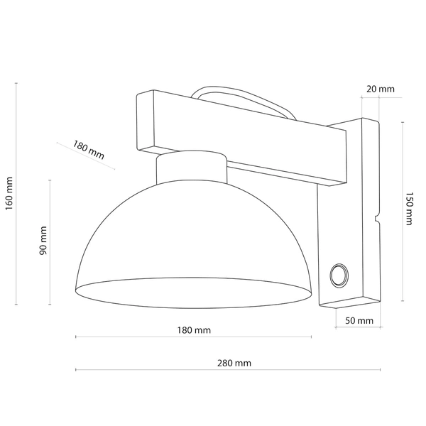 Rustykalny kinkiet z włącznikiem Oslo 4961 TK Lighting drewniany czarny