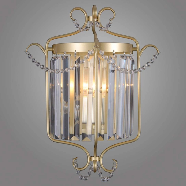 Kinkiet LAMPA ścienna RINALDO WL-33057-1-CH.G Italux metalowa OPRAWA z kryształkami glamour crystal złota szampańska