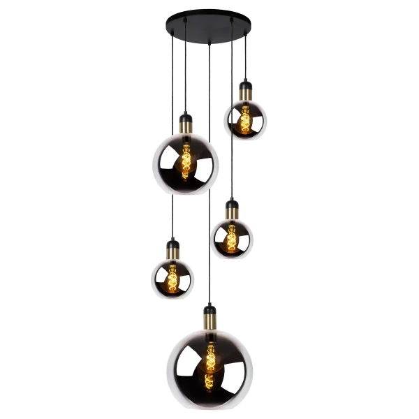 Szklana lampa wisząca Julius 34438/05/65 Lucide kaskada czarna złota