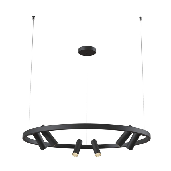 Regulowana LAMPA wisząca SATELLITE MOD102PL-L42B LED 42W metalowa OPRAWA pierścień zwis tuby czarne