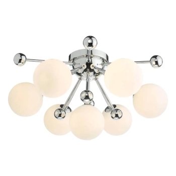 Sufitowa lampa do jadalni Ursa URS5050 szkło opalowe kule chrom