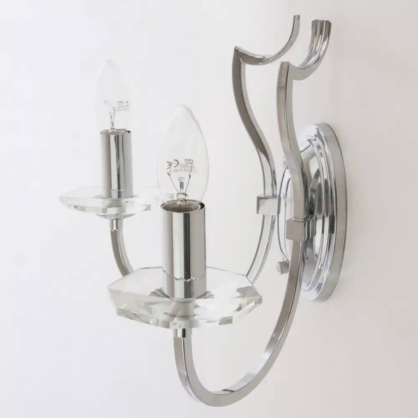 Pałacowy kinkiet Riga W02779CH Cosmolight metal kryształ srebrny