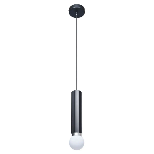Podłużna lampa wisząca Macera PND-33849-1-BK tuba kula biała czarna
