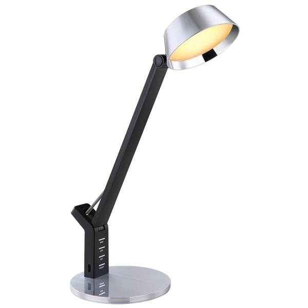 Stojąca lampa URSINO 58422S LED 8W 3000-6300K z portem USB czarna srebrna