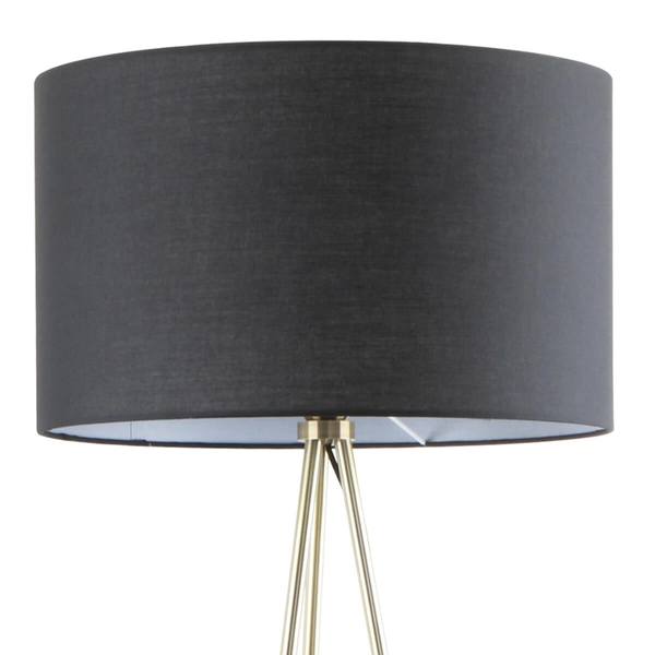 Podłogowa lampa z abażurem Cara A4001-BK Zumaline na trójnogu czarna