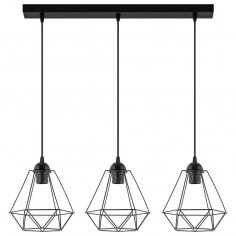 LAMPA wisząca VEN W-L 1201/3 industrialna OPRAWA listwa ZWIS druciane klatki loft czarne