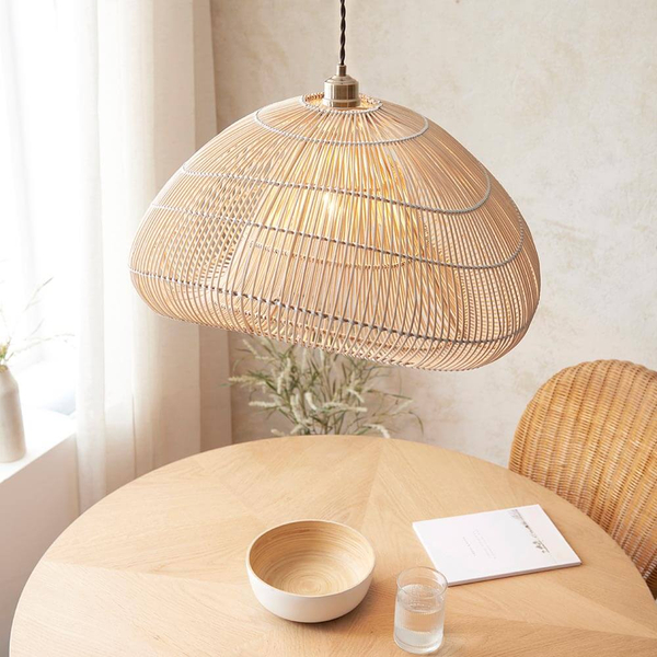 Rattanowy klosz do lampy wiszącej Misra 109203 boho japandi beżowy