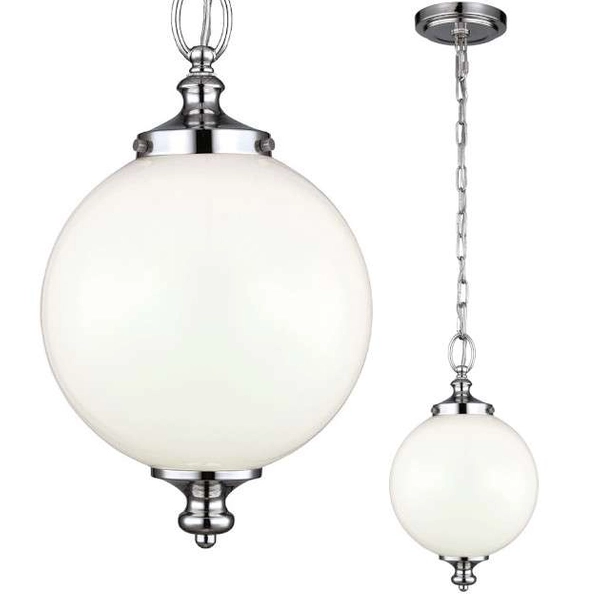 Loftowa LAMPA wisząca FE-PARKMAN-PS-PN Elstead FEISS szklana OPRAWA kula ZWIS na łańcuchu biała