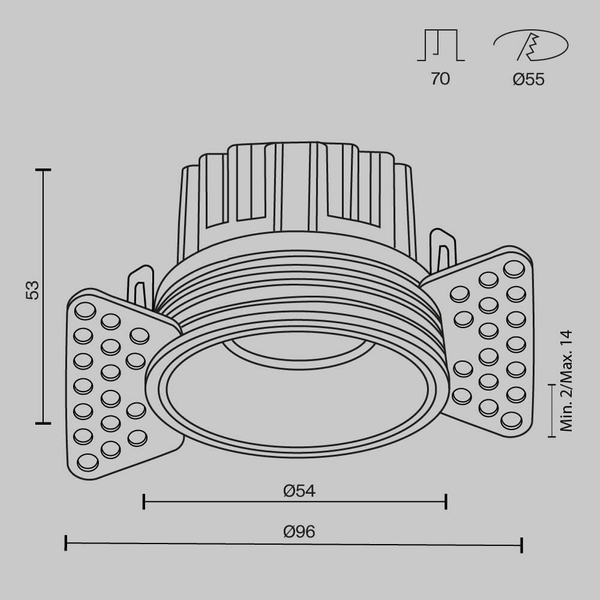 Okrągła lampa wpuszczana Round DL058-7W3K-TRS-B LED 7W 3000K oczko czarna