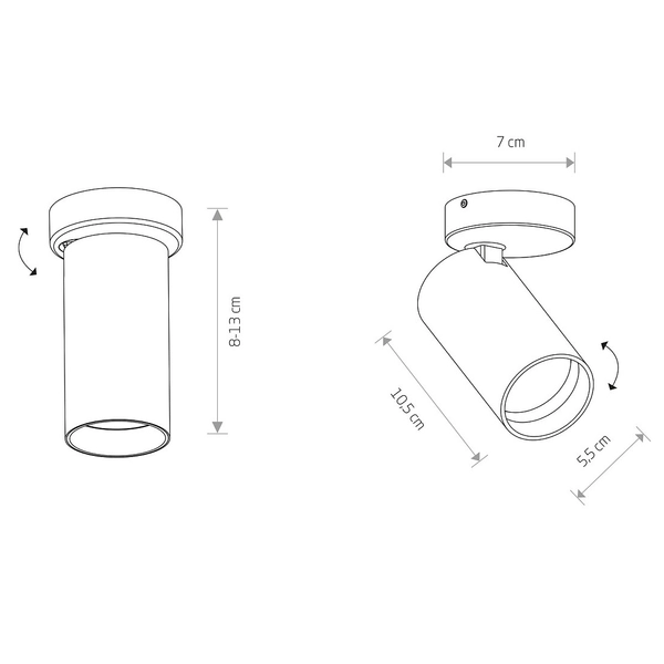 Metalowy reflektorek sypialniany Mono 7763 czarna tuba nowoczesna