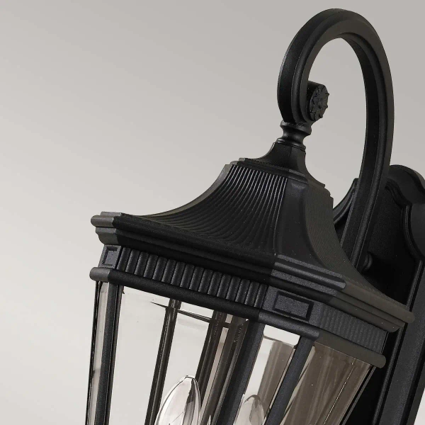 Zewnętrzna LAMPA elewacyjna Cotswold FE-COTSLN2-M-BK Elstead FEISS ogrodowa OPRAWA szklany kinkiet retro IP44 czarny przezroczysty