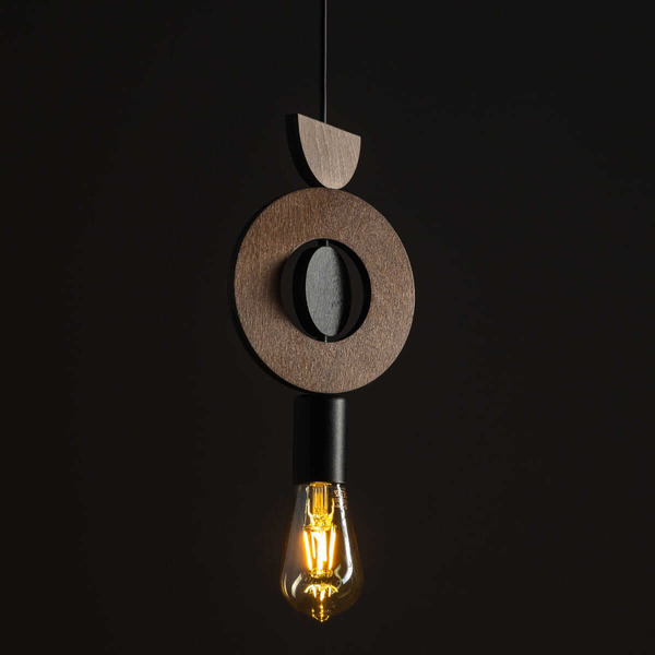 Lampa zawieszana do gabinetu Drops 11176 japandi okręgi drewniana czarna
