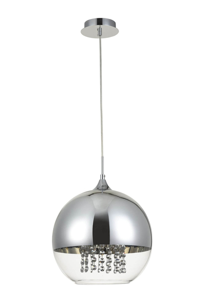 Wisząca LAMPA glamour FERMI P140-PL-170-1-N Maytoni szklana OPRAWA okrągły ZWIS kula kryształki chrom przezroczyste