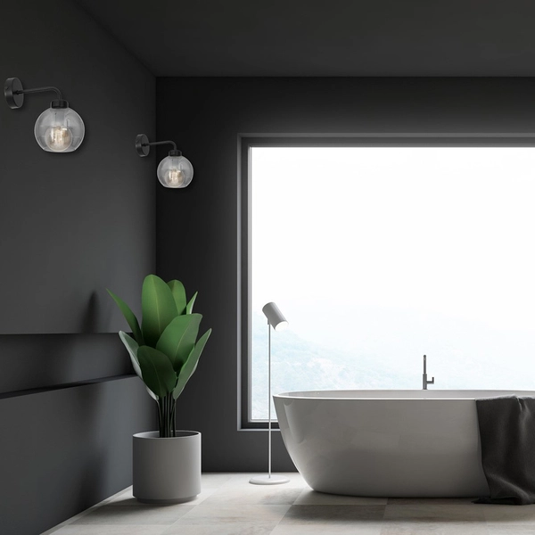 Loftowa LAMPA ścienna SOFIA MLP6571 Milagro skandynawska OPRAWA szklany kinkiet kula czarna przydymiona