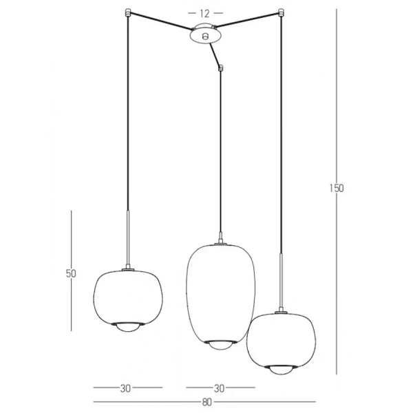 Wisząca potrójna lampa 22148 szklana przydymiona złota
