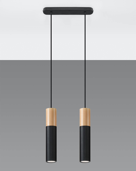 Hygge LAMPA wisząca SL.0633 metalowa OPRAWA tuby ZWIS skandynawski drewniany czarny