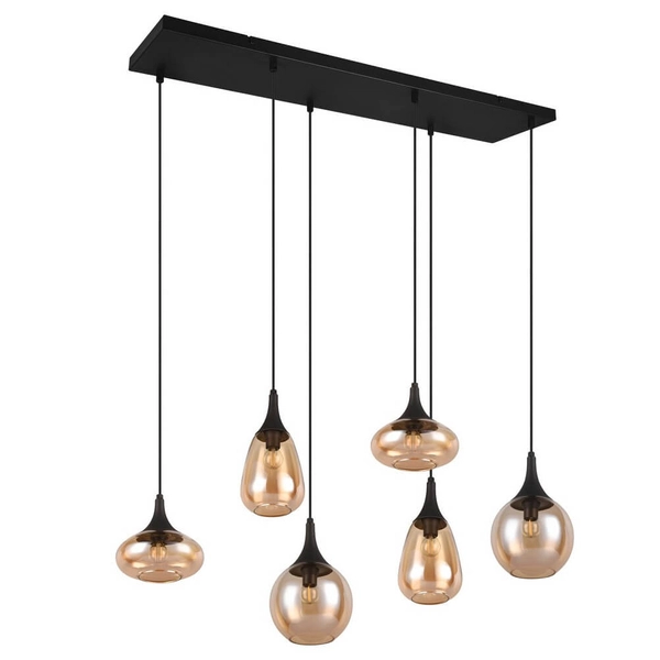 Wielopunktowa lampa zwieszana VESTARI DL613317000 czarna bursztynowa