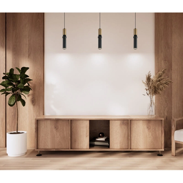 Nowoczesna lampa wisząca Isidora metalowa mosiądz czarna