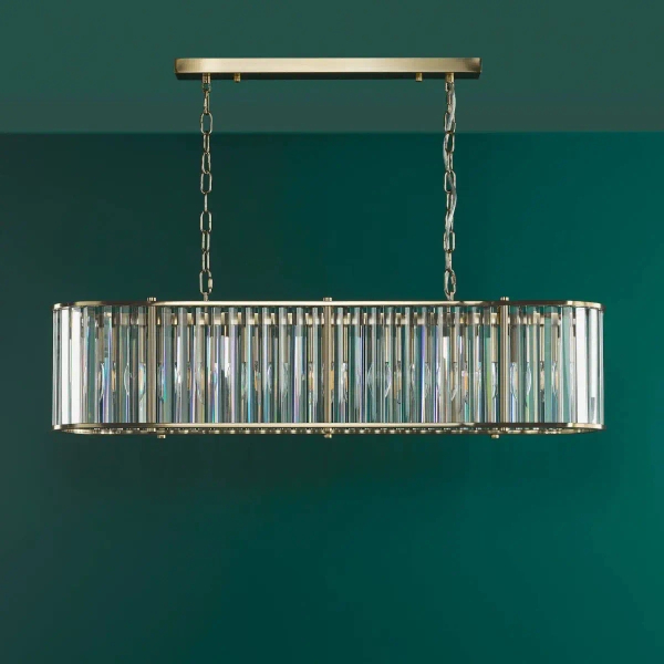 Zwisająca lampa na łańcuchu Kiran KIR3435 do salonu kryształ mosiądz