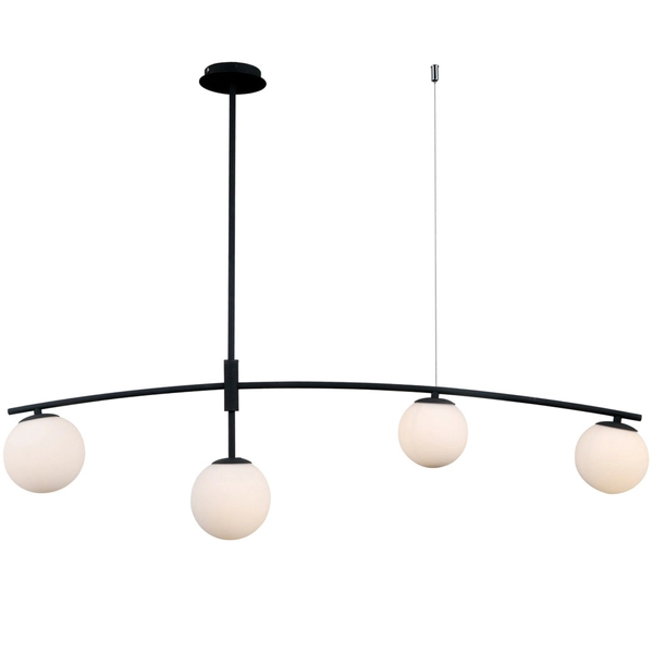 Modernistyczna LAMPA wisząca SENAI PND-31322-4A-SB Italux metalowa OPRAWA szklane kule zwis czarny