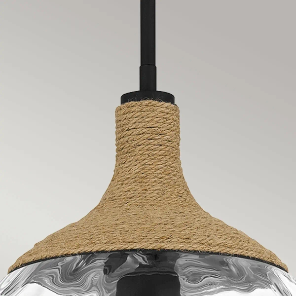 Ekologiczna lampa wisząca Royer QZ-ROYER-1P-MBK szklana rattan czarny