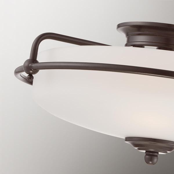 Sufitowa lampa szklana Griffin QZ-GRIFFIN-F-PN Quoizel klasyczna brązowa biała