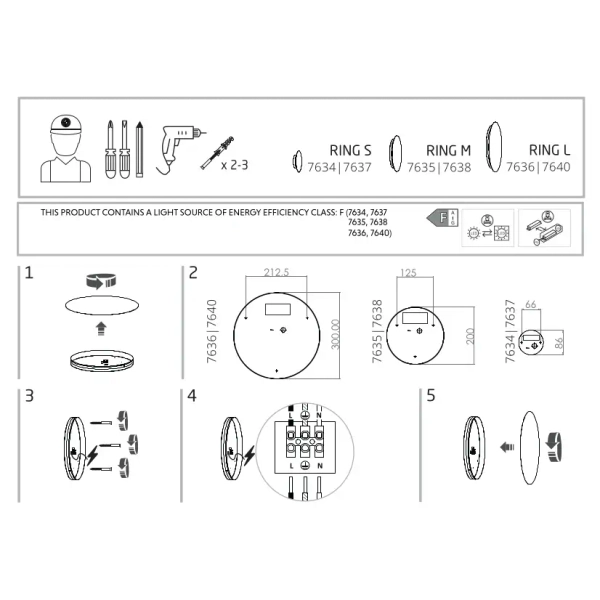 Biały kinkiet sypialniany Ring 7637 LED 7W 3000K metalowa lampa