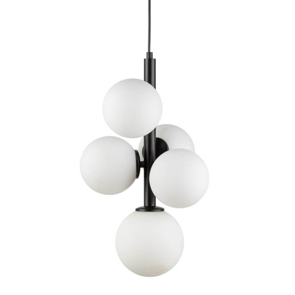 Lampa wisząca Perla 33488 Sigma molekuła metalowa szklana czarna biała