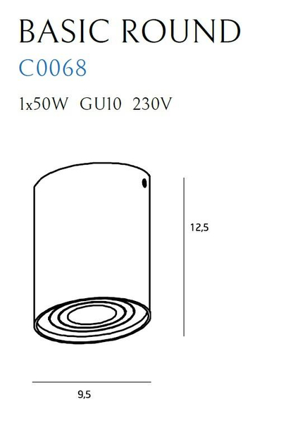 Spot LAMPA sufitowa BASIC ROUND C0068 Maxlight natynkowa OPRAWA metalowa tuba czarna