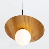 Wisząca lampa drewniana Orbit QN-ORBIT-P-M-TEAK kula brązowy biały
