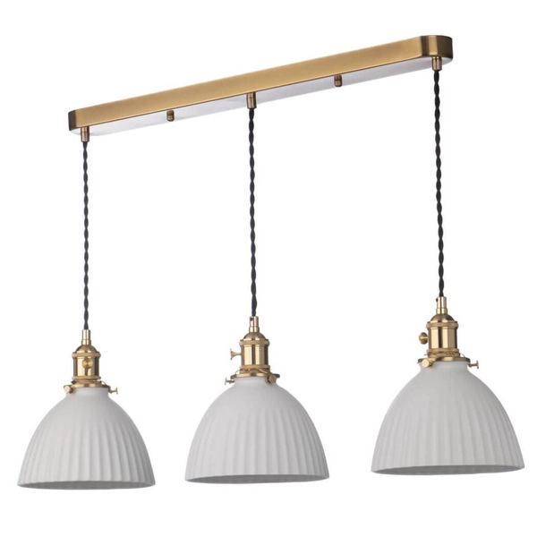 Potrójna lampa wisząca Hadano HAD3640-09 ceramiczna mosiądz biały