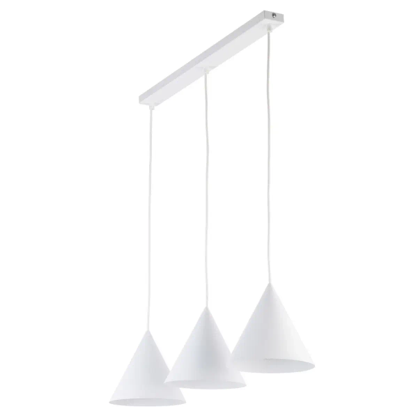 Potrójna lampa wisząca CONO 10011 stożkowa na listwie biały