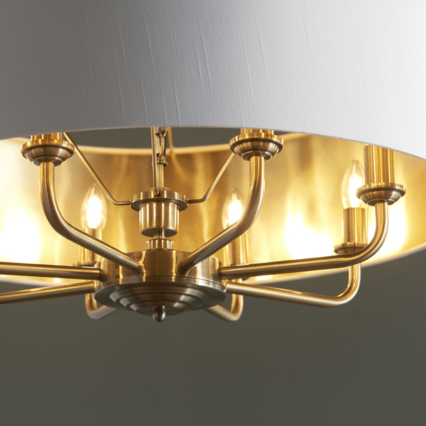 Zwis regulowany Highclere 98938 Endon vintage abażur biały mosiądz