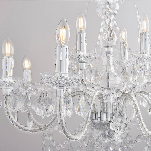 Pałacowy żyrandol glamour Clarence 308-8-4CL chrom przezroczysty