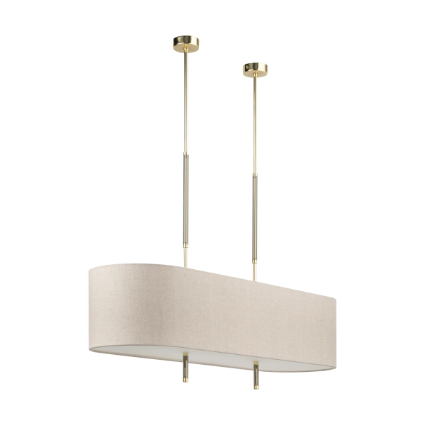 Abażurowa lampa wisząca nad stół Natura NAT-ZWL-3 (Z) beżowa mosiądz