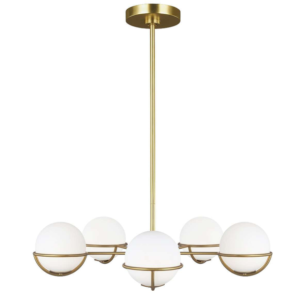 Żyrandol LAMPA wisząca Apollo FE-APOLLO5-BB Elstead FEISS metalowa OPRAWA szklane kule ZWIS condi mosiądz biały