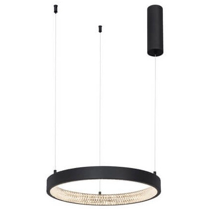 Glamour LAMPA wisząca MORON LE41722 Luces Exclusivas metalowa OPRAWA okrągy ZWIS LED 25W 3000K ring z krysztakami czarny