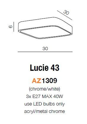 Biała lampa sufitowa Lucie square do przedpokoju metalowa