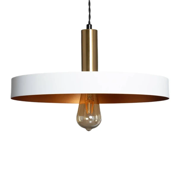 Okrągła lampa wisząca Dario ABR-LWO-DARIO-B metalowa biała złota