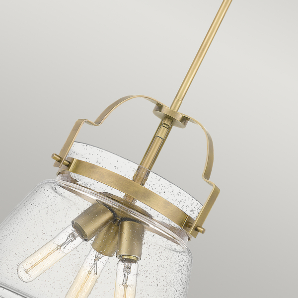 Szklana wisząca lampa QN-WIMBERLEY-P-WS retro mosiądz