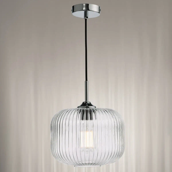 Regulowana wisząca lampa Demarius DEM0108 ryflowany szklany przezroczysty