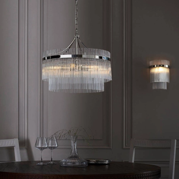 Wisząca lampa szklana na łańcuchu szklana chrom Marietta OUTLET
